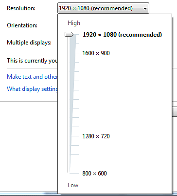 Windows 7 Screen Resolution Choices